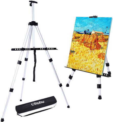 Artist Easel, Ohuhu 66" Aluminum Field Easel Stand with Bag for Table-Top/Floor, Art Easels with Adjustable Height from 21-Inch to 66-Inch