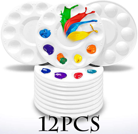 Hulameda Paint Tray Palettes Plastic Pallets for Kid,Adult,Student to Acrylic Oil Watercolor Craft DIY Art Painting-12pcs